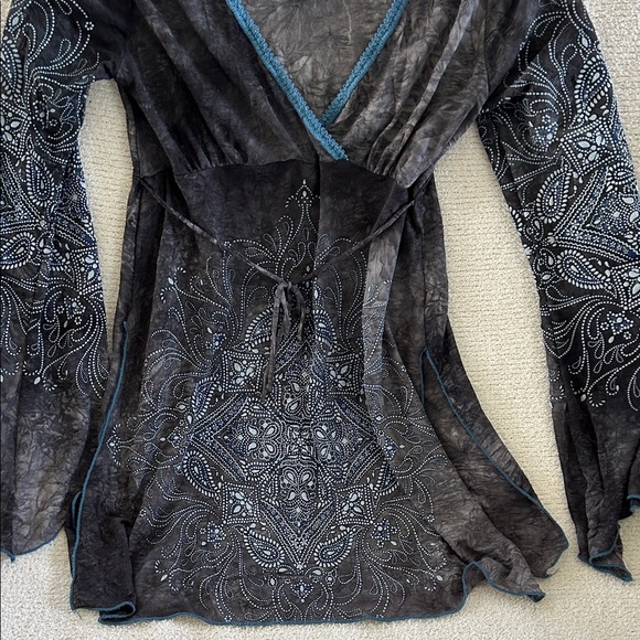 FANG Black and Blue Embroidered Blouse - Picture 3 of 3